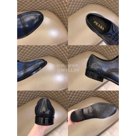 Prada Cowhide Casual Lace Up Business Shoes For Men Blue