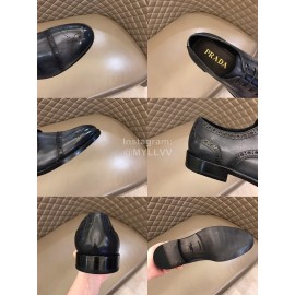 Prada Cowhide Casual Lace Up Business Shoes For Men Gray