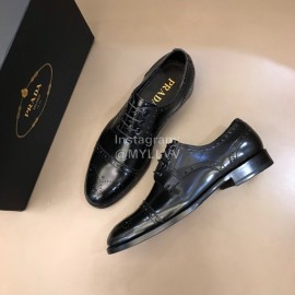 Prada Cowhide Casual Lace Up Business Shoes For Men Black