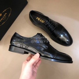 Prada Cowhide Casual Lace Up Business Shoes For Men Black