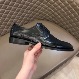 Prada Cowhide Casual Lace Up Business Shoes For Men Black