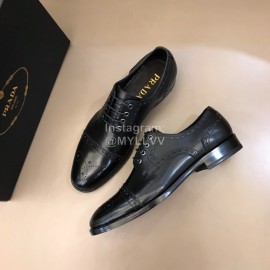 Prada Black Cowhide Casual Lace Up Business Shoes For Men 