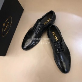Prada Black Cowhide Casual Lace Up Business Shoes For Men 