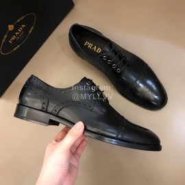 Prada Black Cowhide Casual Lace Up Business Shoes For Men 