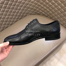 Prada Black Cowhide Casual Lace Up Business Shoes For Men 