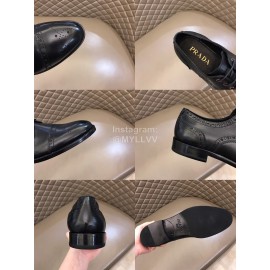 Prada Black Cowhide Casual Lace Up Business Shoes For Men 