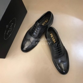Prada Cowhide Lace Up Business Shoes For Men Gray