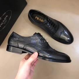 Prada Cowhide Lace Up Business Shoes For Men Gray