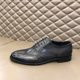 Prada Cowhide Lace Up Business Shoes For Men Gray