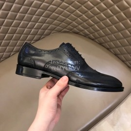 Prada Cowhide Lace Up Business Shoes For Men Gray