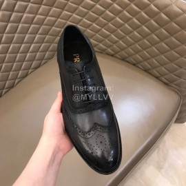 Prada Cowhide Lace Up Business Shoes For Men Gray