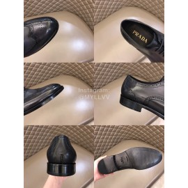 Prada Cowhide Lace Up Business Shoes For Men Gray
