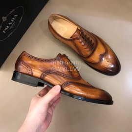 Prada Cowhide Lace Up Business Shoes For Men Brown