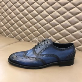 Prada Cowhide Lace Up Business Shoes For Men Blue