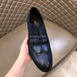 Prada Cowhide Lace Up Business Shoes For Men Blue