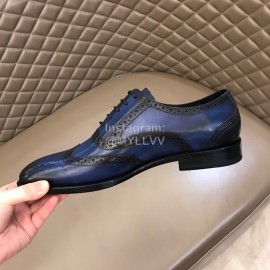 Prada Cowhide Lace Up Business Shoes For Men Blue