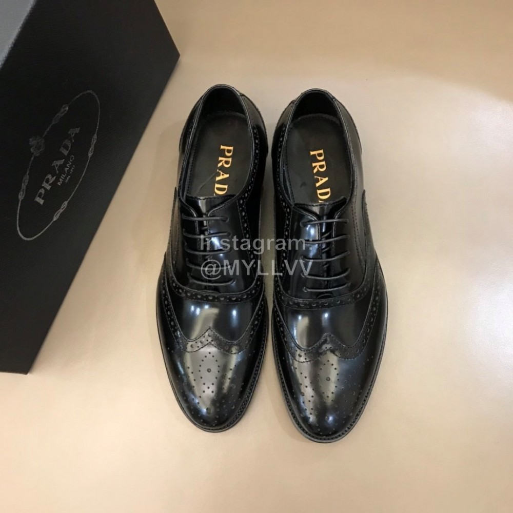 Prada Cowhide Lace Up Business Shoes For Men Black