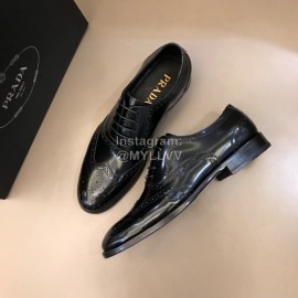 Prada Cowhide Lace Up Business Shoes For Men Black