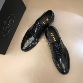 Prada Cowhide Lace Up Business Shoes For Men Black