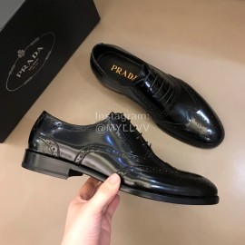 Prada Cowhide Lace Up Business Shoes For Men Black
