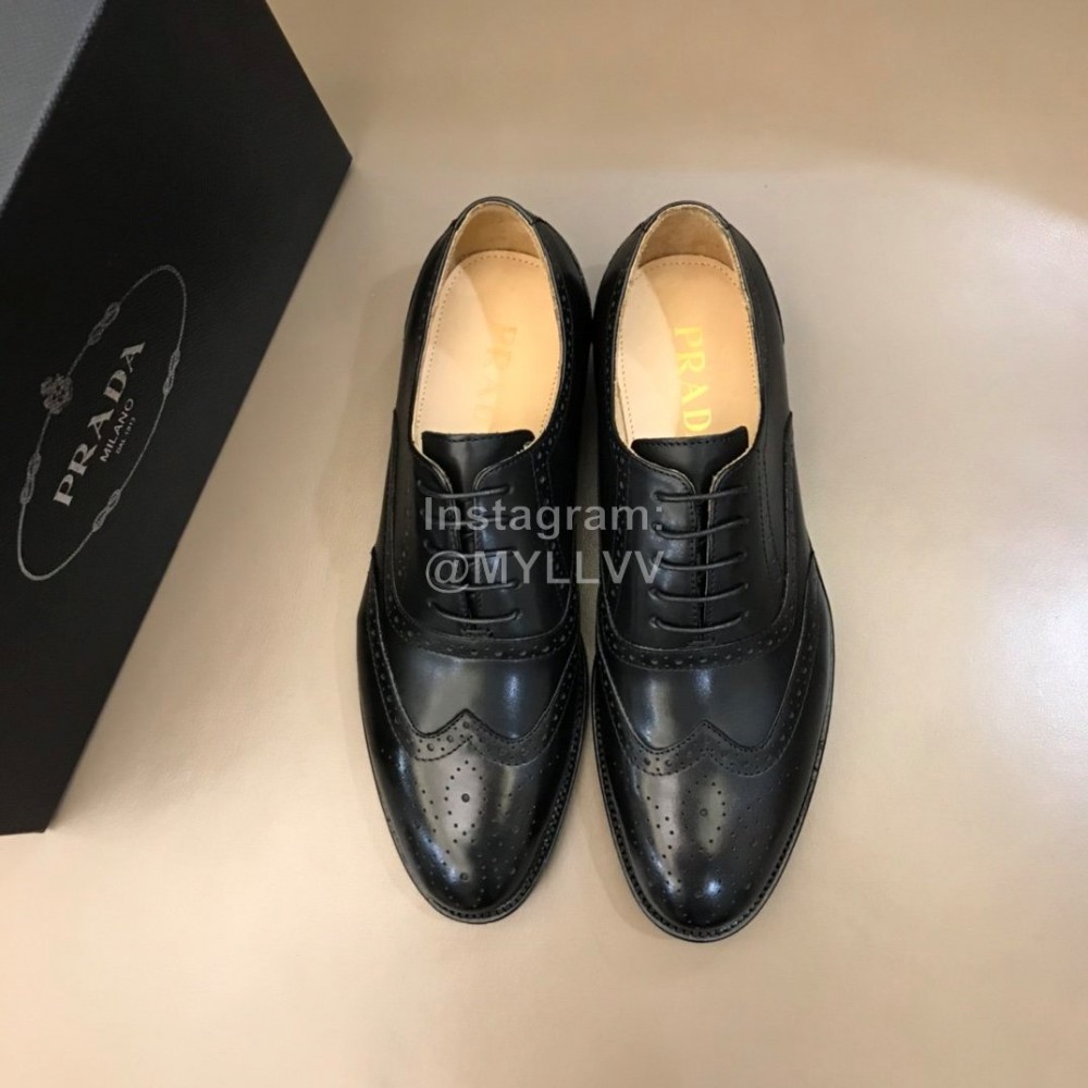 Prada Black Cowhide Lace Up Business Shoes For Men 