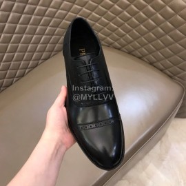 Prada Fashion Cowhide Lace Up Business Shoes For Men Black