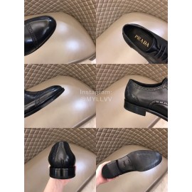 Prada Fashion Cowhide Lace Up Business Shoes For Men Black