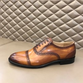 Prada Fashion Cowhide Lace Up Business Shoes For Men Brown