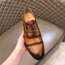 Prada Fashion Cowhide Lace Up Business Shoes For Men Brown
