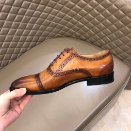 Prada Fashion Cowhide Lace Up Business Shoes For Men Brown