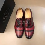 Prada Fashion Cowhide Lace Up Business Shoes For Men Reddish Brown