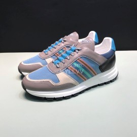 Prada Cowhide Mesh Casual Sneakers For Men Blue