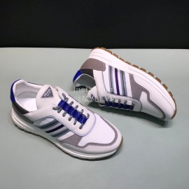 Prada Cowhide Mesh Casual Sneakers For Men White