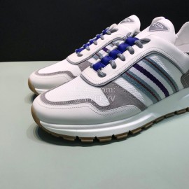 Prada Cowhide Mesh Casual Sneakers For Men White
