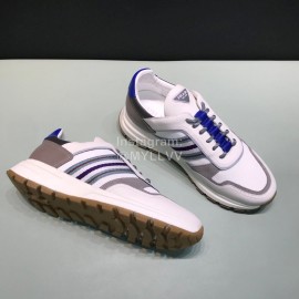 Prada Cowhide Mesh Casual Sneakers For Men White