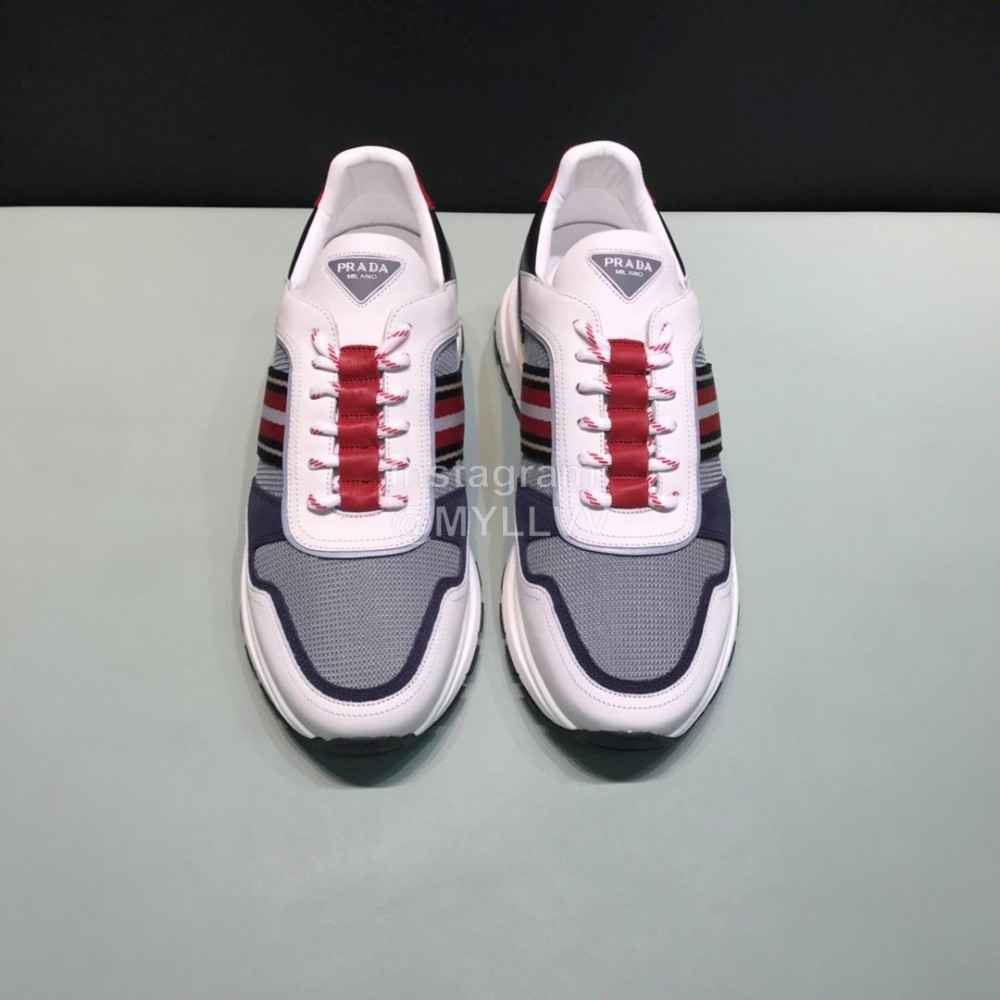 Prada Cowhide Mesh Casual Sneakers For Men Gray