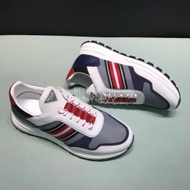 Prada Cowhide Mesh Casual Sneakers For Men Gray
