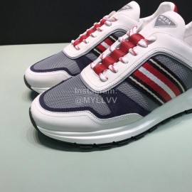 Prada Cowhide Mesh Casual Sneakers For Men Gray