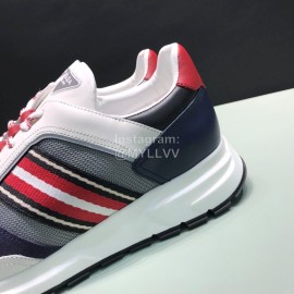 Prada Cowhide Mesh Casual Sneakers For Men Gray