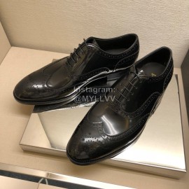 Prada Black Calf Leather Lace Up Business Shoes For Men 