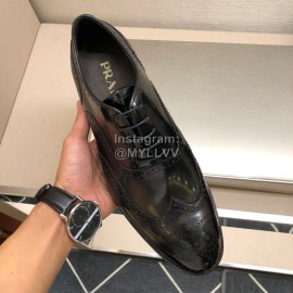 Prada Black Calf Leather Lace Up Business Shoes For Men 