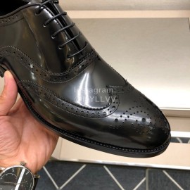 Prada Black Calf Leather Lace Up Business Shoes For Men 