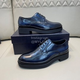 Prada Cowhide Lace Up Casual Business Shoes For Men Blue