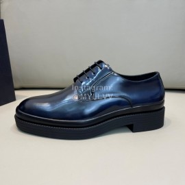Prada Cowhide Lace Up Casual Business Shoes For Men Blue