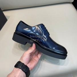 Prada Cowhide Lace Up Casual Business Shoes For Men Blue