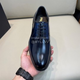 Prada Cowhide Lace Up Casual Business Shoes For Men Blue