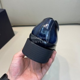 Prada Cowhide Lace Up Casual Business Shoes For Men Blue