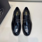 Prada Cowhide Lace Up Casual Business Shoes For Men Black