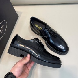 Prada Cowhide Lace Up Casual Business Shoes For Men Black