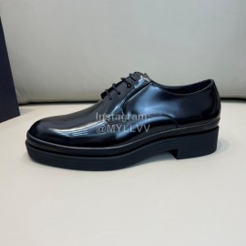 Prada Cowhide Lace Up Casual Business Shoes For Men Black